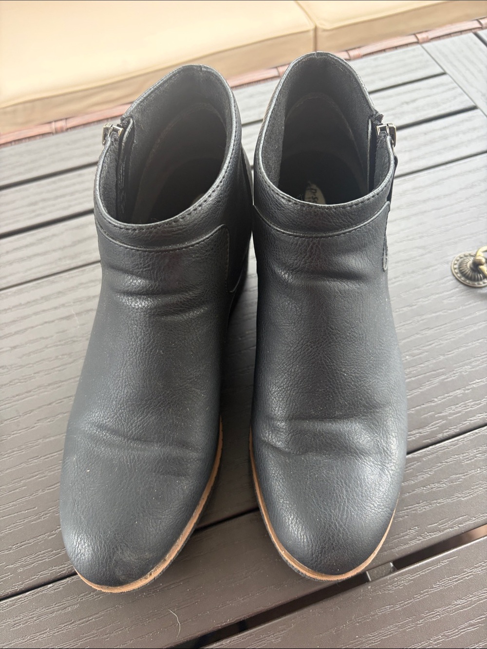 Women’s Dr. Scholl's Black Leather Ankle Booties with Side Zip